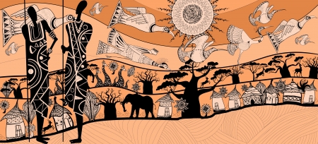 vector illustration of a composition about africa (each element separated)のイラスト素材