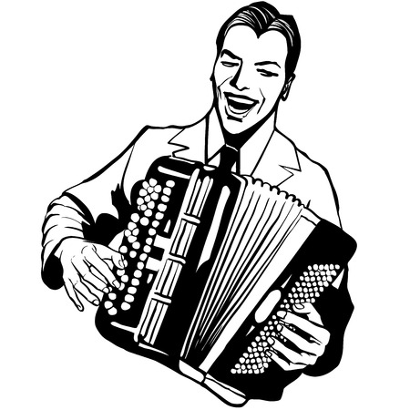 Accordion player - Vector illustrationのイラスト素材
