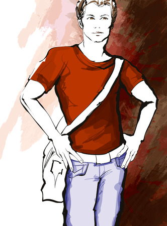 Young handsome man in a casual dress - vector illustrationのイラスト素材