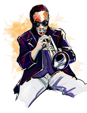 Vector illustration of a trumpet playerのイラスト素材