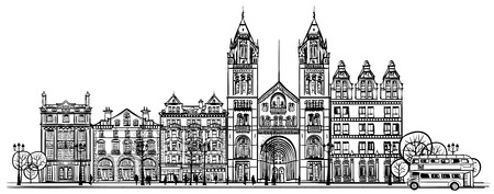 British old traditional facade of London - vector illustrationのイラスト素材