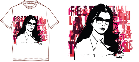 T-shirt with a woman face - vector illustrationのイラスト素材