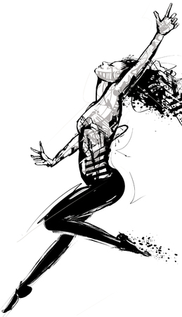 Woman stylish dancer - vector illustrationのイラスト素材
