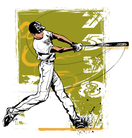 Baseball hitter Swinging  - vector illustrationのイラスト素材