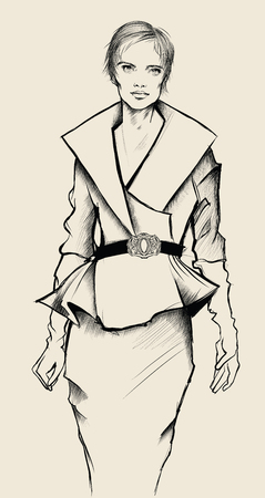 Young pretty fashion woman - vector illustrationのイラスト素材