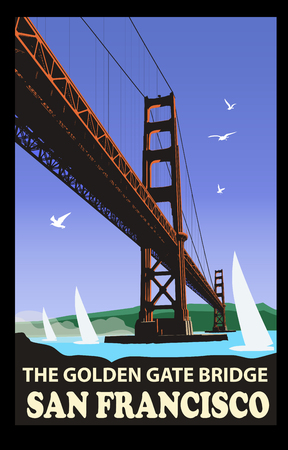 The golden gate bridge, San Francisco - vector illustrationのイラスト素材