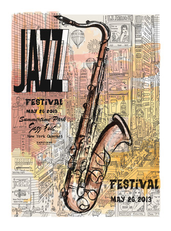 Jazz in New York, poster - vector illustrationのイラスト素材