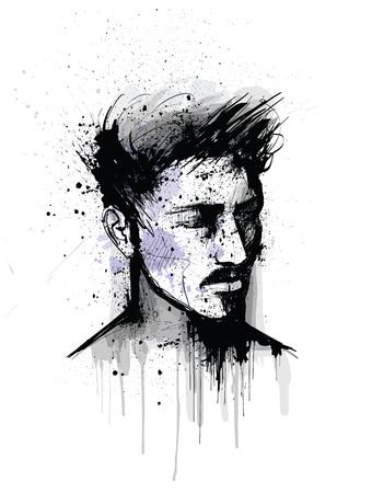 original portrait of a man face - vector illustrationのイラスト素材