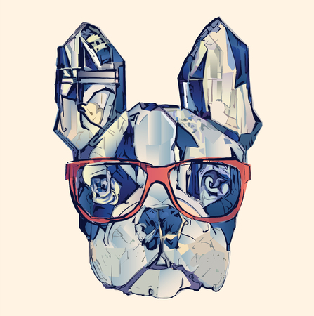 French bulldog in blue - vector illustrationのイラスト素材