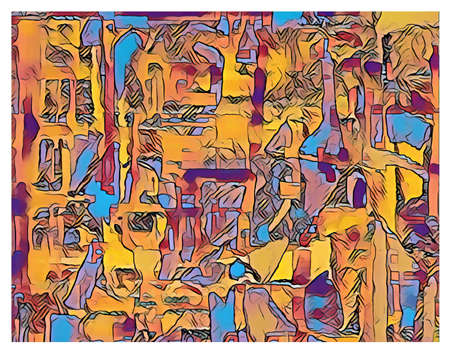Abstract composition in blue and yellow - vector illustration (Ideal for printing on fabric or paper, poster or wallpaper, house decoration)の写真素材