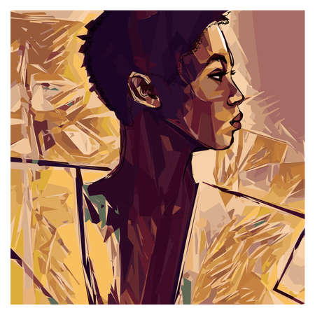 Beautiful young sexy american fashion model  - vector illustration (Ideal for printing on fabric or paper, poster or wallpaper, house decoration)のイラスト素材