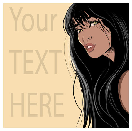 Original art contemporary digital portrait of a woman  face,  perfect for interior design, page decoration, web and other: vector illustrationのイラスト素材