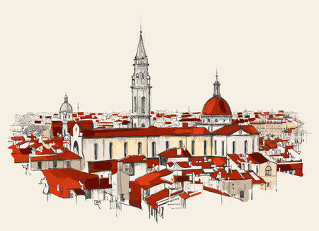 View of Florence in Italy - vector illustration (Ideal for printing, poster or wallpaper, house decoration)の写真素材