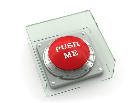 Red alarm button under glass