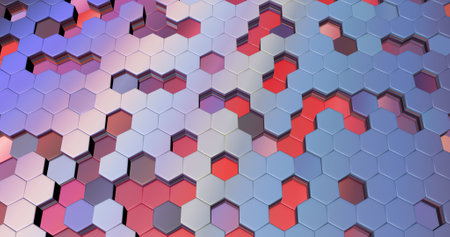 background with retractable hexagonal 3d tilesの写真素材