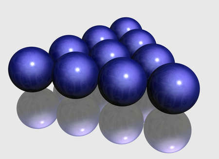 Ten spheres with reflection on a white backgroundの写真素材
