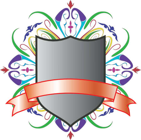 Heraldic board decorated by a pattern on a white backgroundのイラスト素材