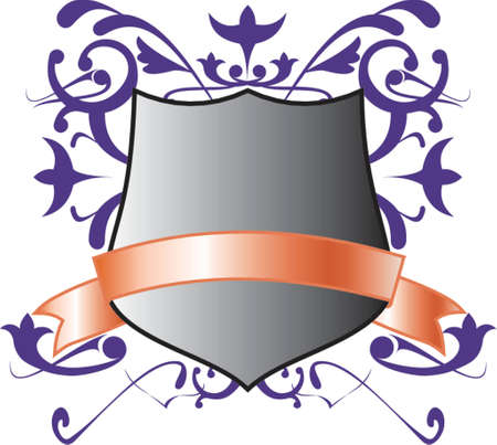 Heraldic board decorated by a pattern on a dark blue backgroundのイラスト素材