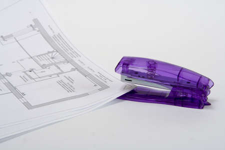 Office stapler close up on a white background