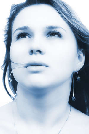 Portrait of the sexual young woman on a white backgroundの写真素材