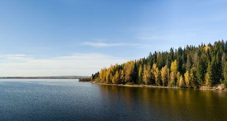 Beautiful autumn landscape. The nature. Panoramaの写真素材