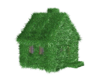 Small green house covered with a grass. 3D image.の写真素材
