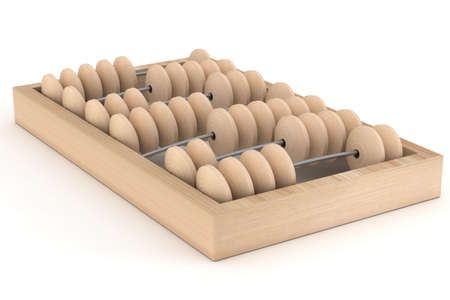 Old wooden abacus on a white background. 3D image.