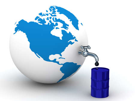 Oil stocks on the earth. 3D image.の写真素材