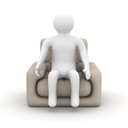 person sitting in an armchair. Isolated 3D imageの写真素材