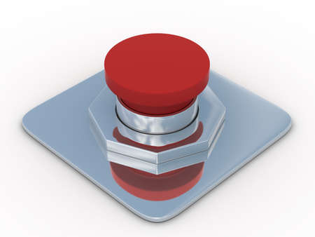 red button on a white background. 3D image