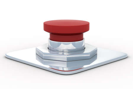 red button on a white background. 3D imageの写真素材