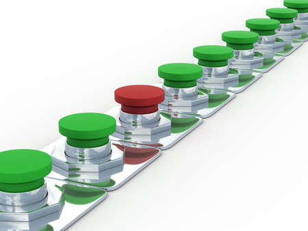 row button on a white background. 3D imageの写真素材