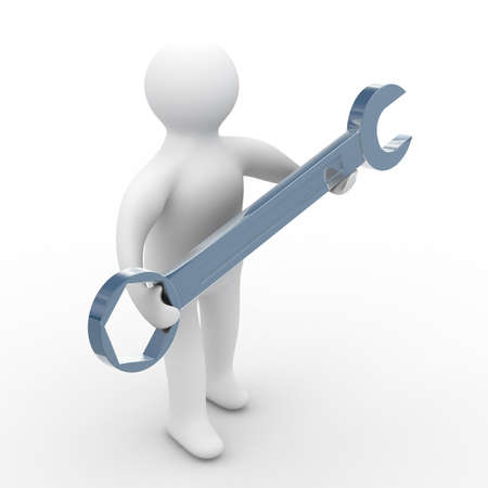 repairman with the tool on a white background. 3D imageの写真素材