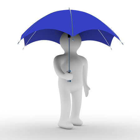 man under umbrella. Isolated 3D imageの写真素材