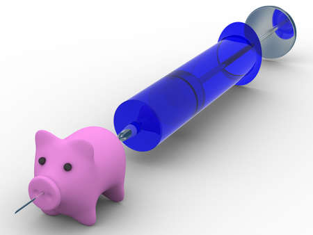 injection to a pig. Isolated 3D imageの写真素材