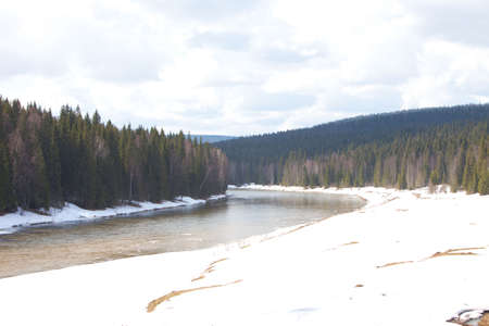 river, winter landscapeの写真素材