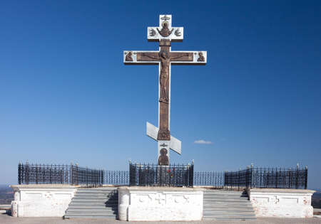 Orthodox cross. Russia. Perm. White mountainの写真素材