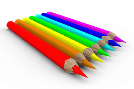 Set of pencils on white background. Isolated 3D imageの写真素材