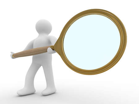 Man with magnifier on white background. Isolated 3D image
の写真素材