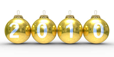 Christmas decoration on white background. 2010 year. Isolated 3D imageの写真素材