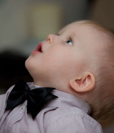 small child with bow tie. little babyの写真素材