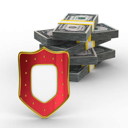 Protection of money. Isolated 3D image on white backgroundの写真素材