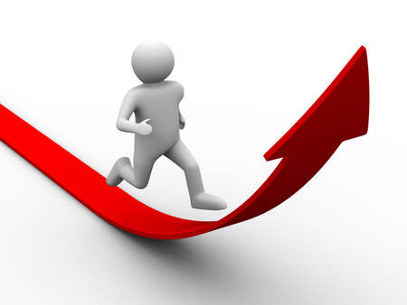 man climb red arrow. Isolated 3D imageの写真素材