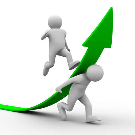 man climb red arrow. Isolated 3D imageの写真素材