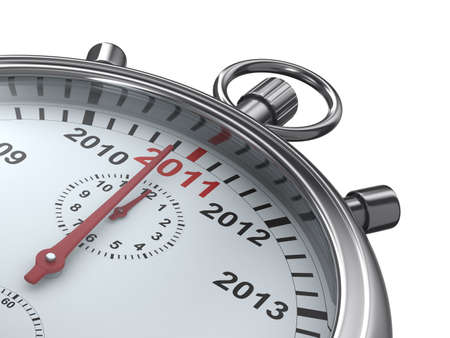 year calendar on stopwatch. Isolated 3D image