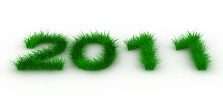 2010 year from grass. Isolated 3D imageの写真素材