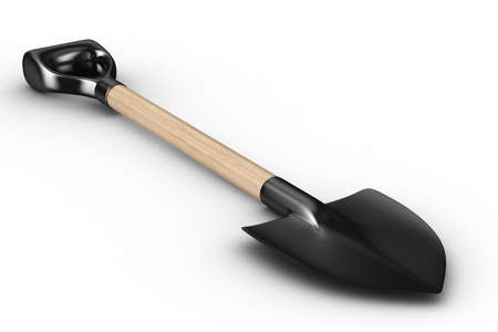 Shovel on white background. garden tool. Isolated 3D imageの写真素材