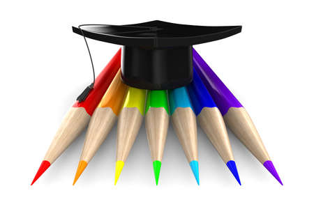 Set pencils on white background. Isolated 3D imageの写真素材