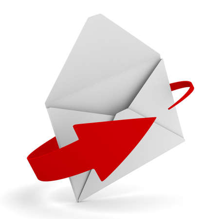 E-mail concept on white background. Isolated 3D imageの写真素材