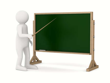 teacher with pointer at blackboard. Isolated 3D imageの写真素材